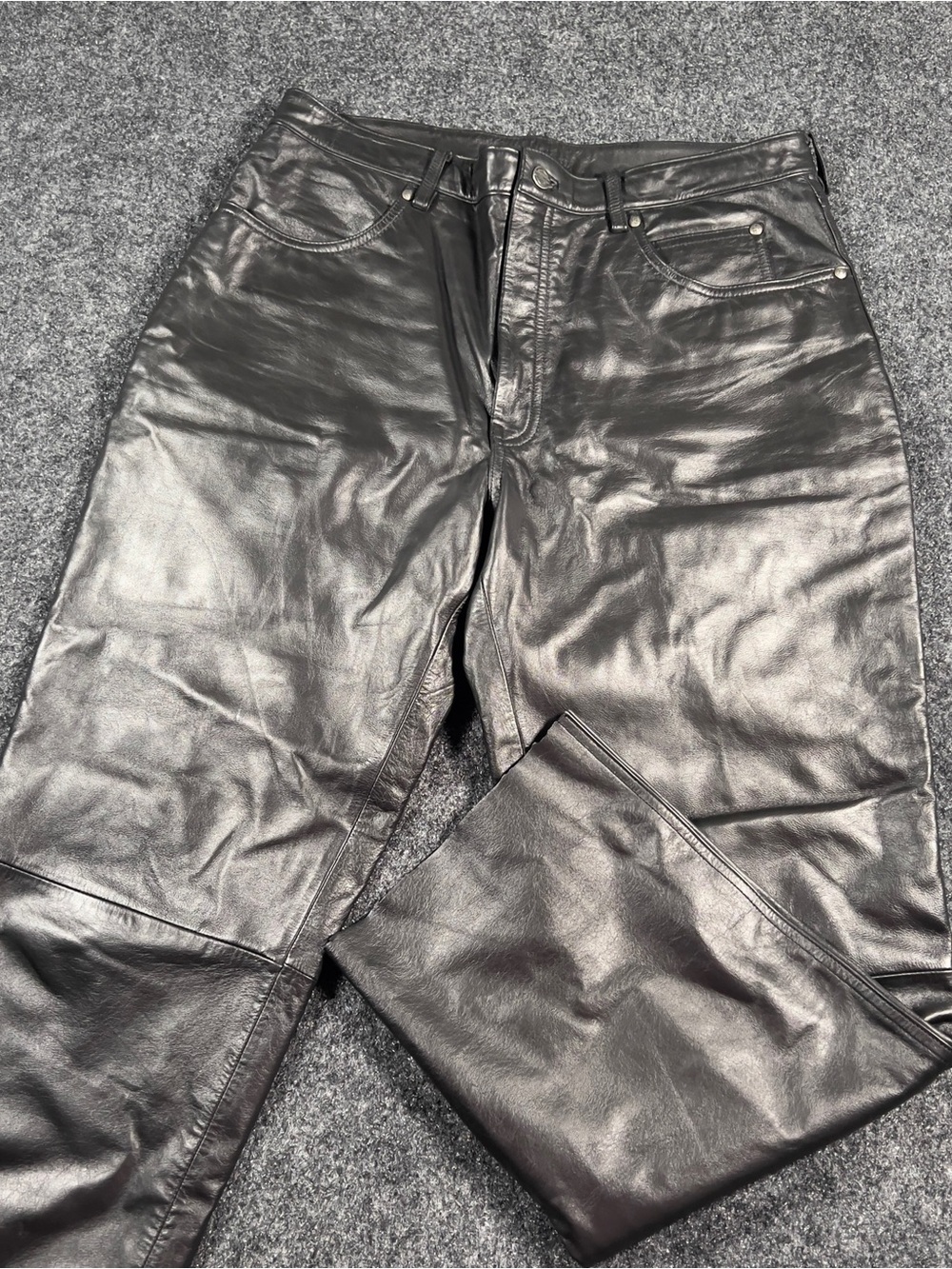 Harley-Davidson Men’s Black Genuine Leather Biker Motorcycle Pants Size 34